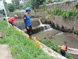 Petugas BPBD Kota Sukabumi Gercep, Evakuasi Pohon Tumbang yang Hambat Aliran Sungai