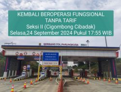 Kabar Baik, Jalan Tol Bocimi Seksi Dua Dibuka Kembali Pasca Longsor