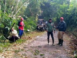 Semangat Gotong Royong, Warga Desa Karawang Gelar Kerja Bakti Bersihkan Jalan Desa