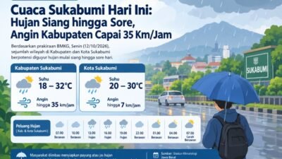 Cuaca Sukabumi Hari Ini: Hujan Diprakirakan Turun Siang hingga Sore